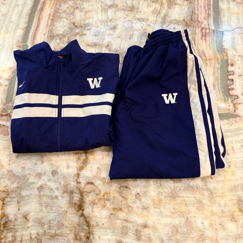 Nike Team Washington Huskies Warm Up Tracksuit Jacket Pants Set Mens M